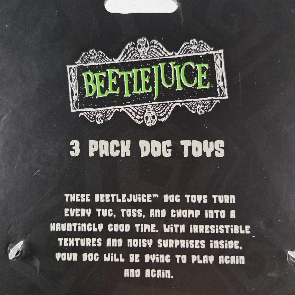 Beetlejuice Dog Toys 3 Pack Plush Squeaky Beetlejuice Lydia Bob Halloween New